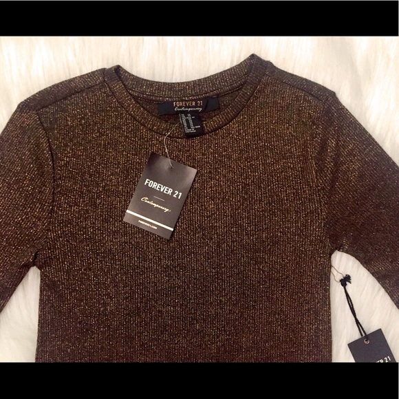 NWT Bronze Metallic Knit Top - Picture 7 of 8